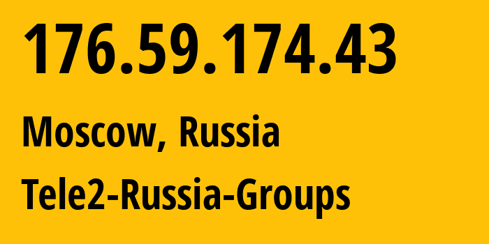 IP-адрес 176.59.174.43 (Москва, Москва, Россия) определить местоположение, координаты на карте, ISP провайдер AS12958 Tele2-Russia-Groups // кто провайдер айпи-адреса 176.59.174.43