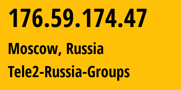IP-адрес 176.59.174.47 (Москва, Москва, Россия) определить местоположение, координаты на карте, ISP провайдер AS12958 Tele2-Russia-Groups // кто провайдер айпи-адреса 176.59.174.47