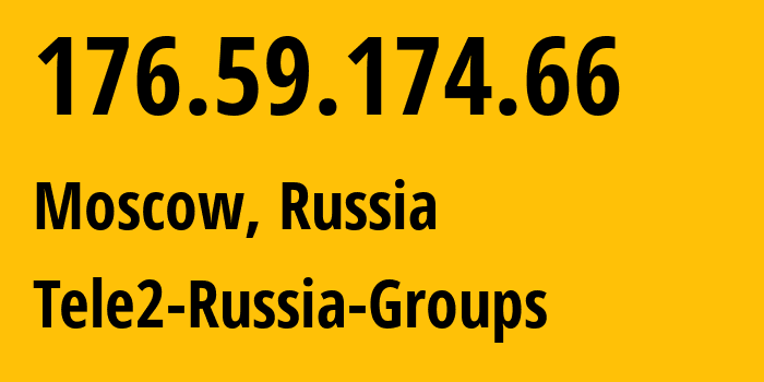 IP address 176.59.174.66 (Moscow, Moscow, Russia) get location, coordinates on map, ISP provider AS12958 Tele2-Russia-Groups // who is provider of ip address 176.59.174.66, whose IP address