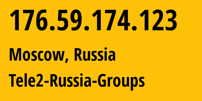 IP address 176.59.174.123 (Moscow, Moscow, Russia) get location, coordinates on map, ISP provider AS12958 Tele2-Russia-Groups // who is provider of ip address 176.59.174.123, whose IP address