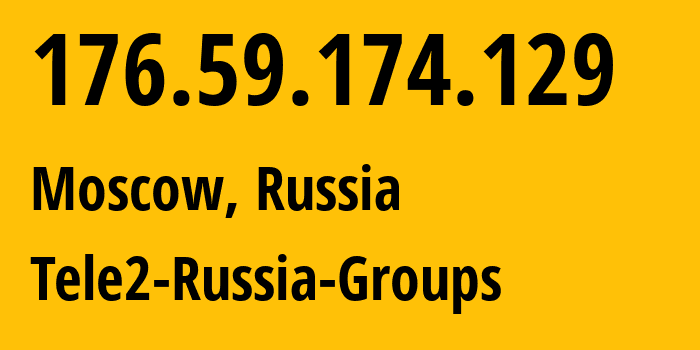 IP address 176.59.174.129 (Moscow, Moscow, Russia) get location, coordinates on map, ISP provider AS12958 Tele2-Russia-Groups // who is provider of ip address 176.59.174.129, whose IP address