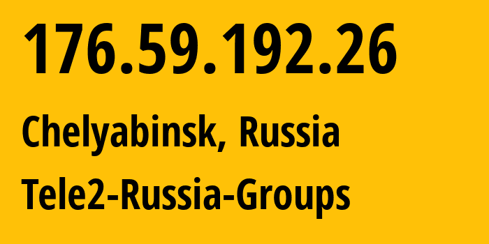 IP-адрес 176.59.192.26 (Челябинск, Челябинская, Россия) определить местоположение, координаты на карте, ISP провайдер AS48190 Tele2-Russia-Groups // кто провайдер айпи-адреса 176.59.192.26