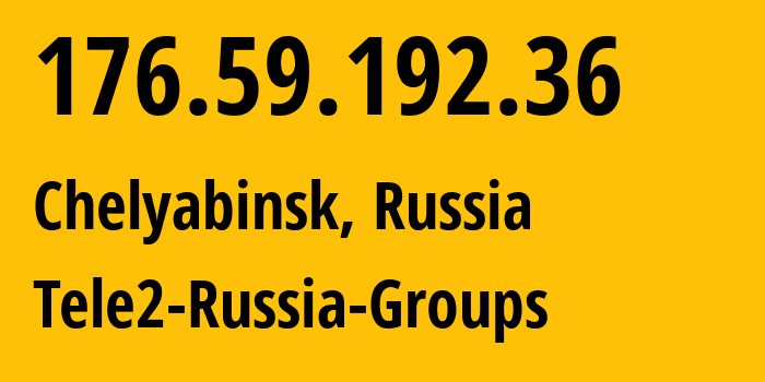 IP address 176.59.192.36 (Chelyabinsk, Chelyabinsk Oblast, Russia) get location, coordinates on map, ISP provider AS48190 Tele2-Russia-Groups // who is provider of ip address 176.59.192.36, whose IP address