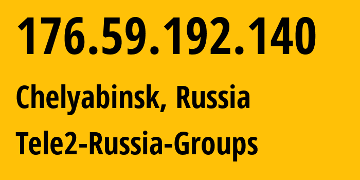 IP address 176.59.192.140 (Chelyabinsk, Chelyabinsk Oblast, Russia) get location, coordinates on map, ISP provider AS48190 Tele2-Russia-Groups // who is provider of ip address 176.59.192.140, whose IP address