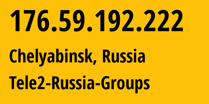 IP address 176.59.192.222 (Chelyabinsk, Chelyabinsk Oblast, Russia) get location, coordinates on map, ISP provider AS48190 Tele2-Russia-Groups // who is provider of ip address 176.59.192.222, whose IP address