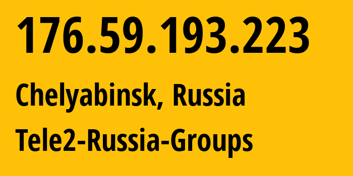 IP address 176.59.193.223 (Chelyabinsk, Chelyabinsk Oblast, Russia) get location, coordinates on map, ISP provider AS48190 Tele2-Russia-Groups // who is provider of ip address 176.59.193.223, whose IP address