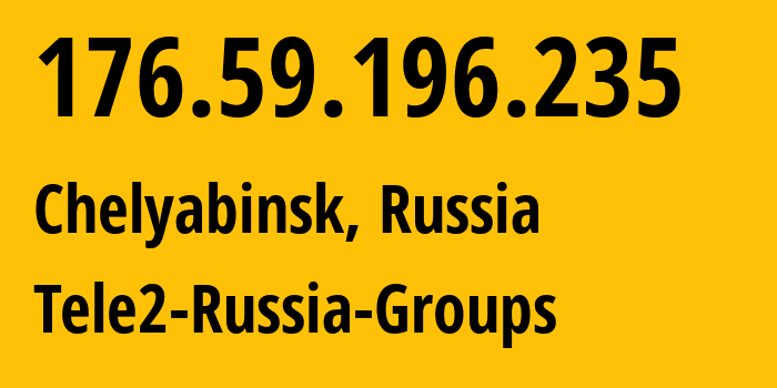 IP-адрес 176.59.196.235 (Челябинск, Челябинская, Россия) определить местоположение, координаты на карте, ISP провайдер AS48190 Tele2-Russia-Groups // кто провайдер айпи-адреса 176.59.196.235