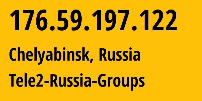 IP-адрес 176.59.197.122 (Челябинск, Челябинская, Россия) определить местоположение, координаты на карте, ISP провайдер AS48190 Tele2-Russia-Groups // кто провайдер айпи-адреса 176.59.197.122