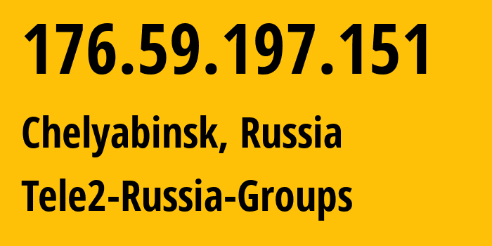 IP address 176.59.197.151 (Chelyabinsk, Chelyabinsk Oblast, Russia) get location, coordinates on map, ISP provider AS48190 Tele2-Russia-Groups // who is provider of ip address 176.59.197.151, whose IP address