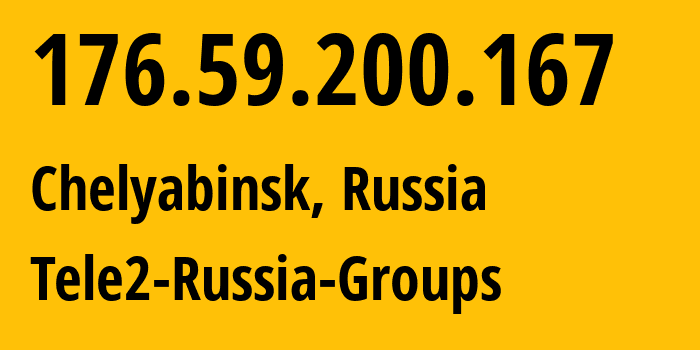 IP-адрес 176.59.200.167 (Челябинск, Челябинская, Россия) определить местоположение, координаты на карте, ISP провайдер AS48190 Tele2-Russia-Groups // кто провайдер айпи-адреса 176.59.200.167