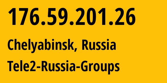 IP address 176.59.201.26 (Chelyabinsk, Chelyabinsk Oblast, Russia) get location, coordinates on map, ISP provider AS48190 Tele2-Russia-Groups // who is provider of ip address 176.59.201.26, whose IP address