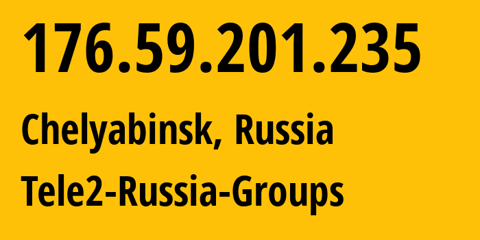 IP address 176.59.201.235 (Chelyabinsk, Chelyabinsk Oblast, Russia) get location, coordinates on map, ISP provider AS48190 Tele2-Russia-Groups // who is provider of ip address 176.59.201.235, whose IP address