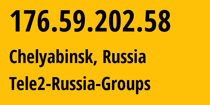 IP-адрес 176.59.202.58 (Челябинск, Челябинская, Россия) определить местоположение, координаты на карте, ISP провайдер AS48190 Tele2-Russia-Groups // кто провайдер айпи-адреса 176.59.202.58