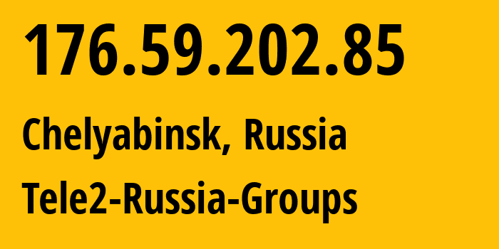 IP address 176.59.202.85 (Chelyabinsk, Chelyabinsk Oblast, Russia) get location, coordinates on map, ISP provider AS48190 Tele2-Russia-Groups // who is provider of ip address 176.59.202.85, whose IP address