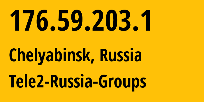 IP address 176.59.203.1 (Chelyabinsk, Chelyabinsk Oblast, Russia) get location, coordinates on map, ISP provider AS48190 Tele2-Russia-Groups // who is provider of ip address 176.59.203.1, whose IP address