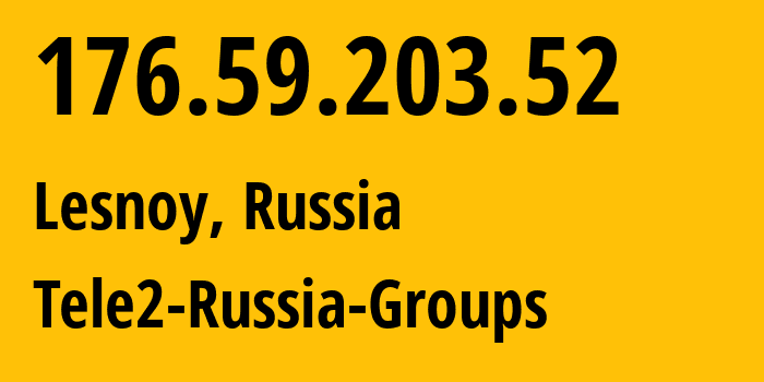 IP address 176.59.203.52 (Lesnoy, Sverdlovsk Oblast, Russia) get location, coordinates on map, ISP provider AS48190 Tele2-Russia-Groups // who is provider of ip address 176.59.203.52, whose IP address