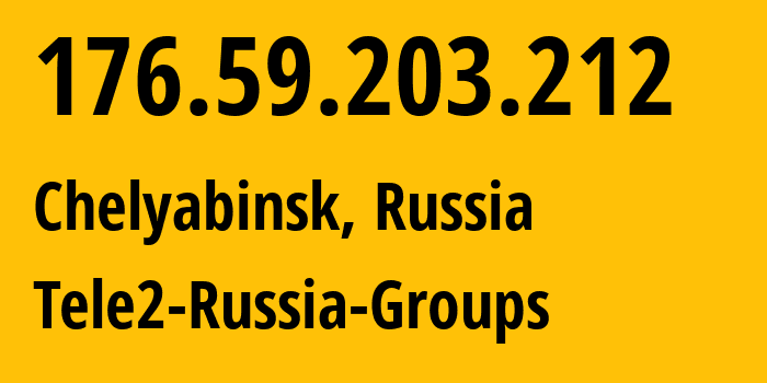 IP-адрес 176.59.203.212 (Челябинск, Челябинская, Россия) определить местоположение, координаты на карте, ISP провайдер AS48190 Tele2-Russia-Groups // кто провайдер айпи-адреса 176.59.203.212