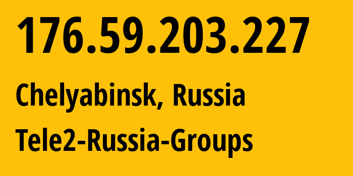 IP-адрес 176.59.203.227 (Челябинск, Челябинская, Россия) определить местоположение, координаты на карте, ISP провайдер AS48190 Tele2-Russia-Groups // кто провайдер айпи-адреса 176.59.203.227