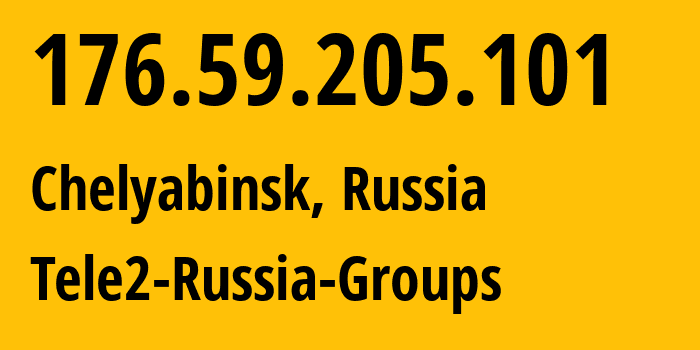 IP-адрес 176.59.205.101 (Челябинск, Челябинская, Россия) определить местоположение, координаты на карте, ISP провайдер AS48190 Tele2-Russia-Groups // кто провайдер айпи-адреса 176.59.205.101