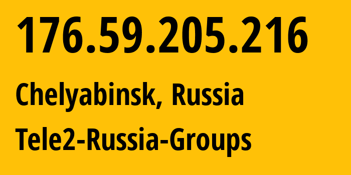 IP-адрес 176.59.205.216 (Челябинск, Челябинская, Россия) определить местоположение, координаты на карте, ISP провайдер AS48190 Tele2-Russia-Groups // кто провайдер айпи-адреса 176.59.205.216