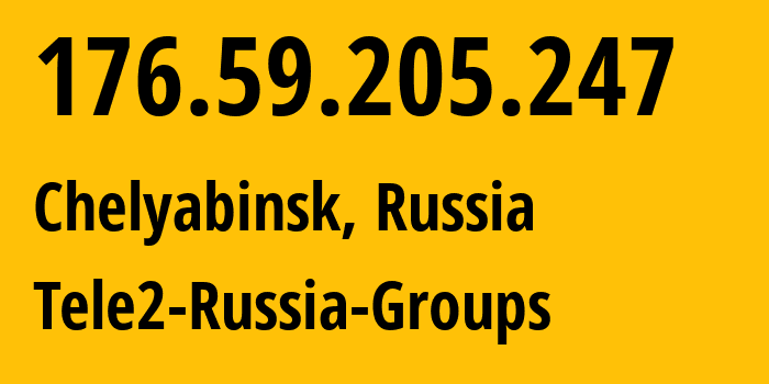 IP-адрес 176.59.205.247 (Челябинск, Челябинская, Россия) определить местоположение, координаты на карте, ISP провайдер AS48190 Tele2-Russia-Groups // кто провайдер айпи-адреса 176.59.205.247