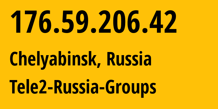 IP address 176.59.206.42 (Chelyabinsk, Chelyabinsk Oblast, Russia) get location, coordinates on map, ISP provider AS48190 Tele2-Russia-Groups // who is provider of ip address 176.59.206.42, whose IP address