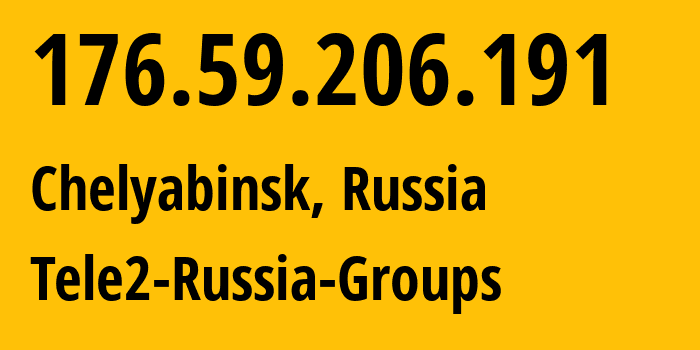 IP address 176.59.206.191 (Chelyabinsk, Chelyabinsk Oblast, Russia) get location, coordinates on map, ISP provider AS48190 Tele2-Russia-Groups // who is provider of ip address 176.59.206.191, whose IP address