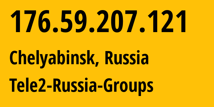 IP address 176.59.207.121 (Chelyabinsk, Chelyabinsk Oblast, Russia) get location, coordinates on map, ISP provider AS48190 Tele2-Russia-Groups // who is provider of ip address 176.59.207.121, whose IP address