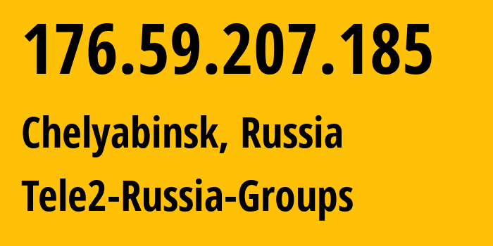 IP address 176.59.207.185 (Chelyabinsk, Chelyabinsk Oblast, Russia) get location, coordinates on map, ISP provider AS48190 Tele2-Russia-Groups // who is provider of ip address 176.59.207.185, whose IP address