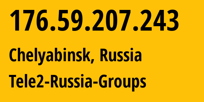 IP-адрес 176.59.207.243 (Челябинск, Челябинская, Россия) определить местоположение, координаты на карте, ISP провайдер AS48190 Tele2-Russia-Groups // кто провайдер айпи-адреса 176.59.207.243