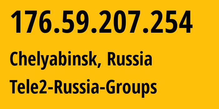 IP-адрес 176.59.207.254 (Челябинск, Челябинская, Россия) определить местоположение, координаты на карте, ISP провайдер AS48190 Tele2-Russia-Groups // кто провайдер айпи-адреса 176.59.207.254