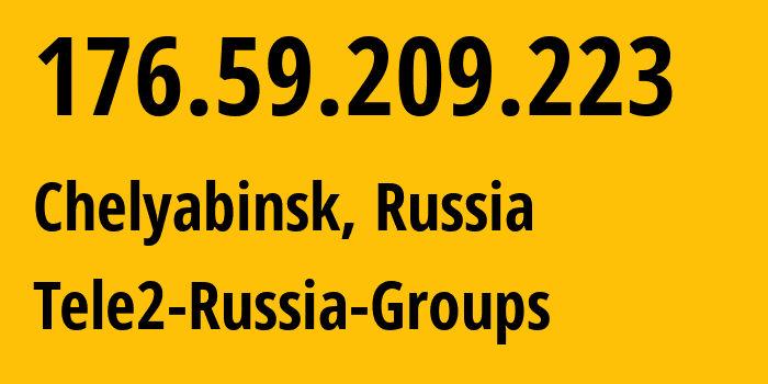 IP-адрес 176.59.209.223 (Челябинск, Челябинская, Россия) определить местоположение, координаты на карте, ISP провайдер AS48190 Tele2-Russia-Groups // кто провайдер айпи-адреса 176.59.209.223