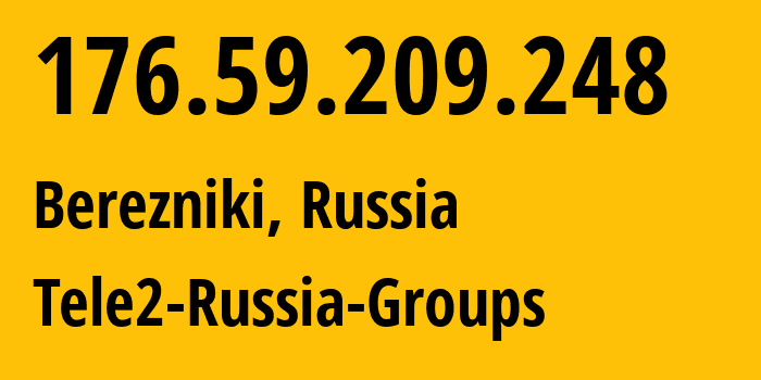 IP-адрес 176.59.209.248 (Березники, Пермский край, Россия) определить местоположение, координаты на карте, ISP провайдер AS48190 Tele2-Russia-Groups // кто провайдер айпи-адреса 176.59.209.248