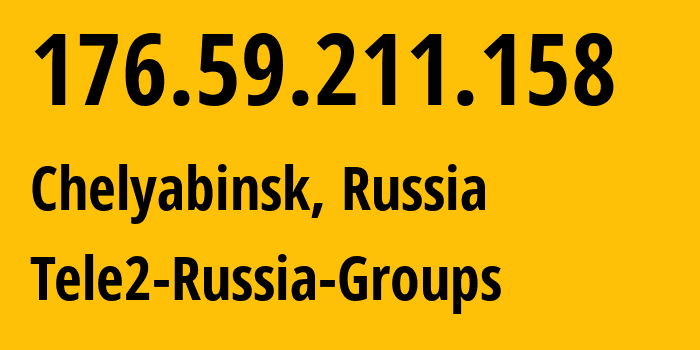 IP address 176.59.211.158 (Chelyabinsk, Chelyabinsk Oblast, Russia) get location, coordinates on map, ISP provider AS48190 Tele2-Russia-Groups // who is provider of ip address 176.59.211.158, whose IP address