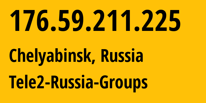 IP-адрес 176.59.211.225 (Челябинск, Челябинская, Россия) определить местоположение, координаты на карте, ISP провайдер AS48190 Tele2-Russia-Groups // кто провайдер айпи-адреса 176.59.211.225