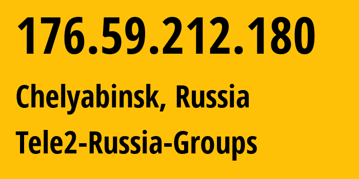 IP address 176.59.212.180 (Chelyabinsk, Chelyabinsk Oblast, Russia) get location, coordinates on map, ISP provider AS48190 Tele2-Russia-Groups // who is provider of ip address 176.59.212.180, whose IP address