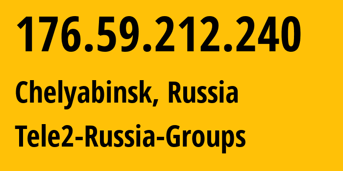 IP address 176.59.212.240 (Chelyabinsk, Chelyabinsk Oblast, Russia) get location, coordinates on map, ISP provider AS48190 Tele2-Russia-Groups // who is provider of ip address 176.59.212.240, whose IP address