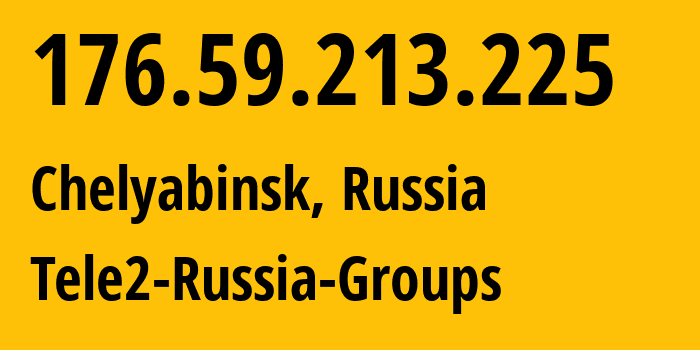 IP address 176.59.213.225 (Chelyabinsk, Chelyabinsk Oblast, Russia) get location, coordinates on map, ISP provider AS48190 Tele2-Russia-Groups // who is provider of ip address 176.59.213.225, whose IP address