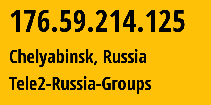 IP address 176.59.214.125 (Chelyabinsk, Chelyabinsk Oblast, Russia) get location, coordinates on map, ISP provider AS48190 Tele2-Russia-Groups // who is provider of ip address 176.59.214.125, whose IP address