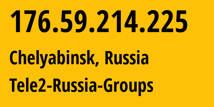 IP address 176.59.214.225 (Chelyabinsk, Chelyabinsk Oblast, Russia) get location, coordinates on map, ISP provider AS48190 Tele2-Russia-Groups // who is provider of ip address 176.59.214.225, whose IP address