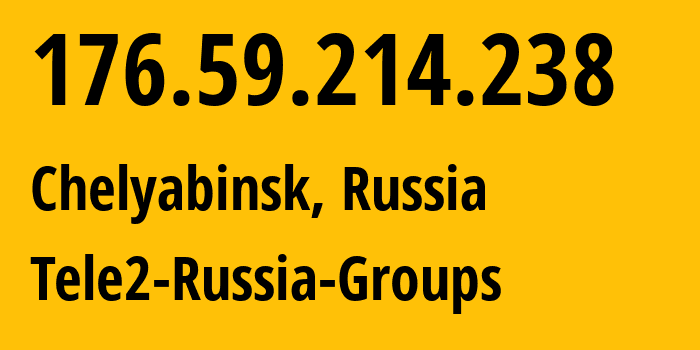 IP address 176.59.214.238 (Chelyabinsk, Chelyabinsk Oblast, Russia) get location, coordinates on map, ISP provider AS48190 Tele2-Russia-Groups // who is provider of ip address 176.59.214.238, whose IP address