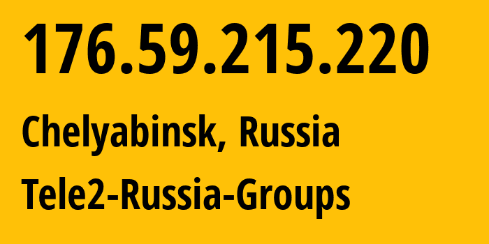 IP address 176.59.215.220 (Chelyabinsk, Chelyabinsk Oblast, Russia) get location, coordinates on map, ISP provider AS48190 Tele2-Russia-Groups // who is provider of ip address 176.59.215.220, whose IP address