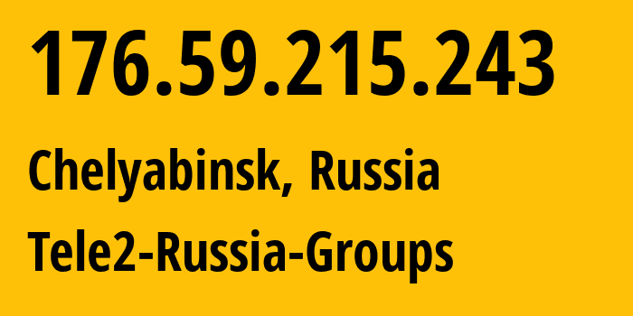 IP address 176.59.215.243 (Chelyabinsk, Chelyabinsk Oblast, Russia) get location, coordinates on map, ISP provider AS48190 Tele2-Russia-Groups // who is provider of ip address 176.59.215.243, whose IP address