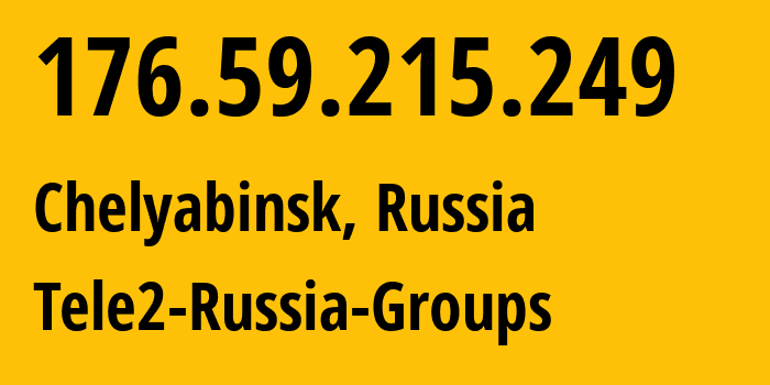 IP-адрес 176.59.215.249 (Челябинск, Челябинская, Россия) определить местоположение, координаты на карте, ISP провайдер AS48190 Tele2-Russia-Groups // кто провайдер айпи-адреса 176.59.215.249