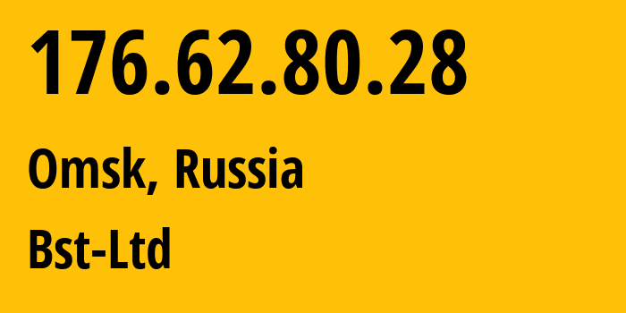 IP address 176.62.80.28 (Omsk, Omsk Oblast, Russia) get location, coordinates on map, ISP provider AS15870 Bst-Ltd // who is provider of ip address 176.62.80.28, whose IP address