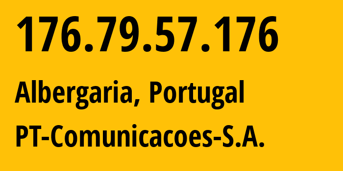 IP-адрес 176.79.57.176 (Marinha Grande, Лейрия, Португалия) определить местоположение, координаты на карте, ISP провайдер AS3243 PT-Comunicacoes-S.A. // кто провайдер айпи-адреса 176.79.57.176