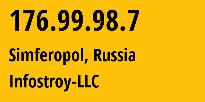 IP address 176.99.98.7 (Simferopol, Crimea, Russia) get location, coordinates on map, ISP provider AS208397 Infostroy-LLC // who is provider of ip address 176.99.98.7, whose IP address