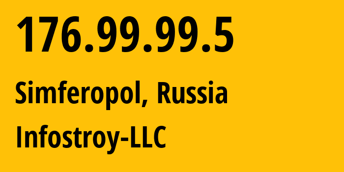 IP address 176.99.99.5 (Simferopol, Crimea, Russia) get location, coordinates on map, ISP provider AS208397 Infostroy-LLC // who is provider of ip address 176.99.99.5, whose IP address