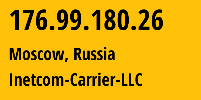 IP-адрес 176.99.180.26 (Москва, Москва, Россия) определить местоположение, координаты на карте, ISP провайдер AS35598 Inetcom-Carrier-LLC // кто провайдер айпи-адреса 176.99.180.26