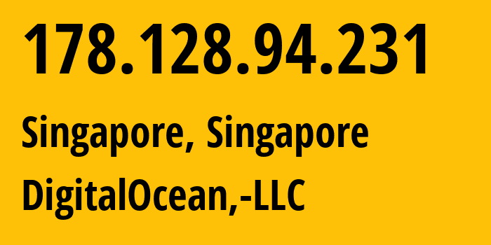 IP-адрес 178.128.94.231 (Сингапур, South West, Сингапур) определить местоположение, координаты на карте, ISP провайдер AS14061 DigitalOcean,-LLC // кто провайдер айпи-адреса 178.128.94.231